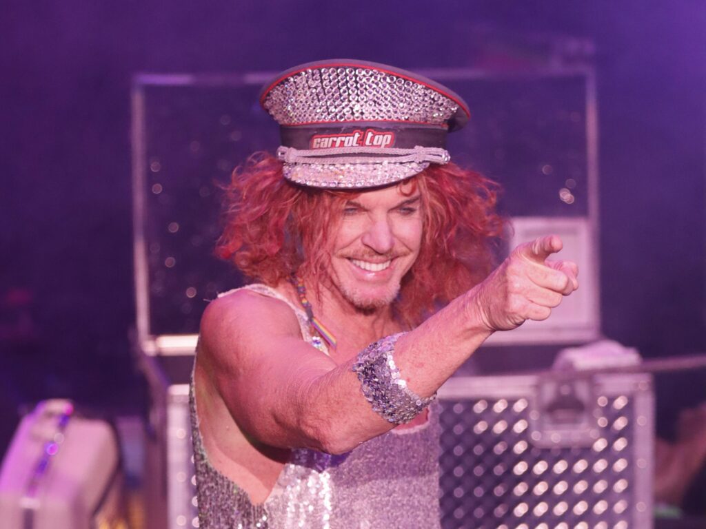 Carrot Top performing live on stage at Luxor Hotel and Casino in Las Vegas.